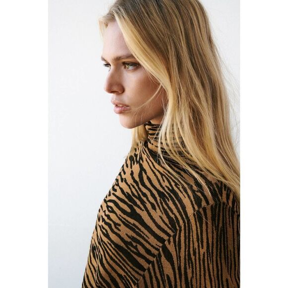 ZARA JACQUARD KNIT DRESS ANIMAL PRINT LIMITED EDITION - Picture 4 of 7